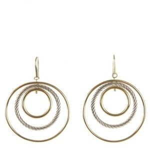 David Yurman Retired 18k Gold 925 Silver Triple Hoop Mobile Earrings